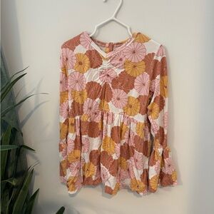 Kate Quinn Pink and Orange Floral Kids Blouse
